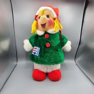 1970s Vintage Animal Fair Plush Pepsi Christmas Caroler Girl Doll 16"